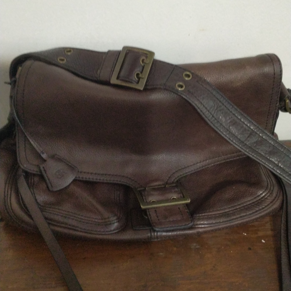 Chocolate Brown Leather Banana Republic Messenger Bag